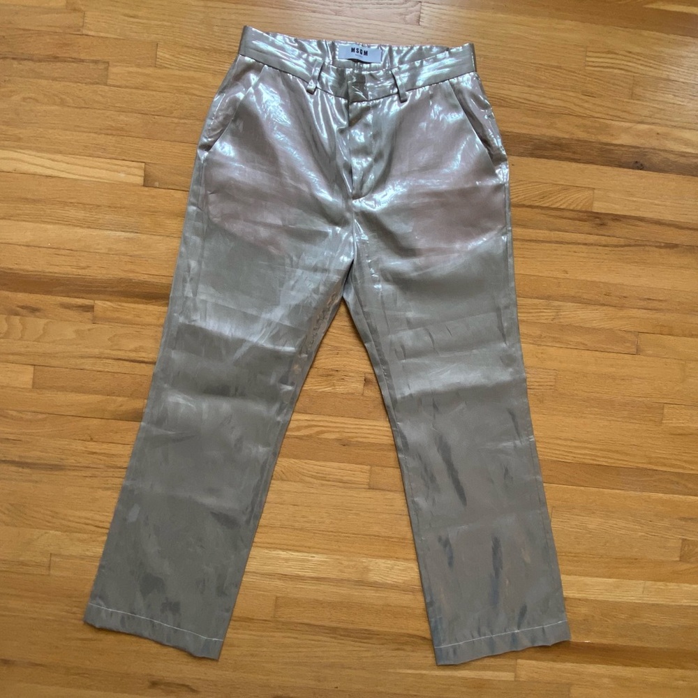 MSGM shiny silver metallic pants